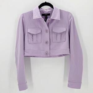 Forever 21 purple lavender cropped military jacket 3 large from buttons size S